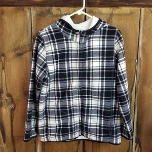 Cozy Plaid Fleece Full Zip Black/White